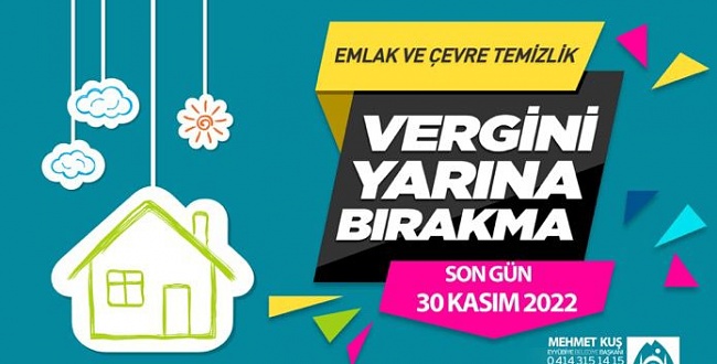 Eyyübiye Belediyesi’nden Emlak ve Çevre Temizlik Vergisi Duyurusu