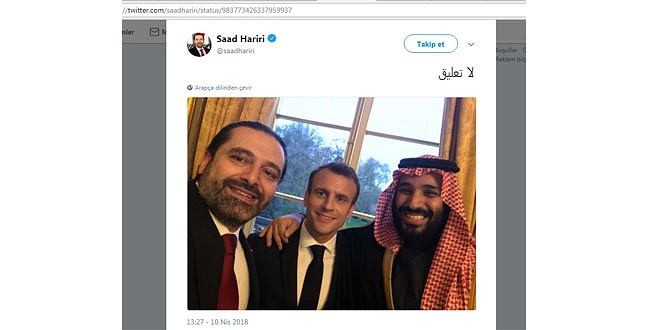 Saad Hariri ve Muhammed bin Selman, Macron ile selfie çekti