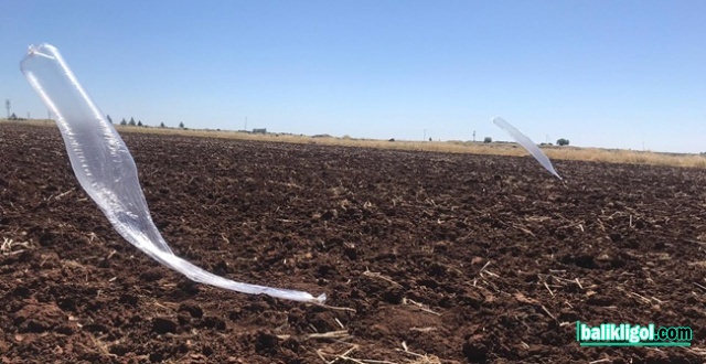 Viranşehir'de bir tarlaya ucunda uçaksavar mühimmatı bulunan balon düştü