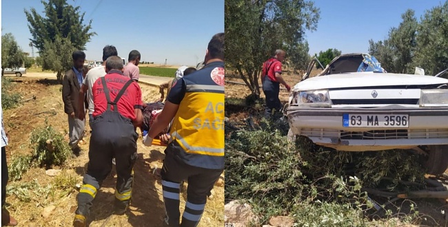 Viranşehir'de otomobil şarampole devrildi: 1 yaralı