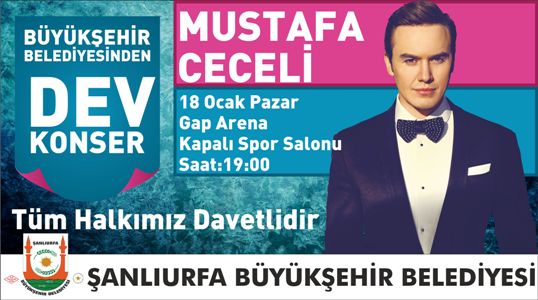 Mustafa Ceceli Urfada Konser Verecek
