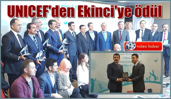 Eyyübiye Belediye Başkanı Mehmet Ekinci'ye UNICEF'den ödül