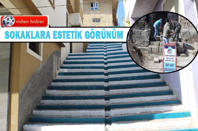 Eyyübiye Belediyesi merdivenleri boyuyor