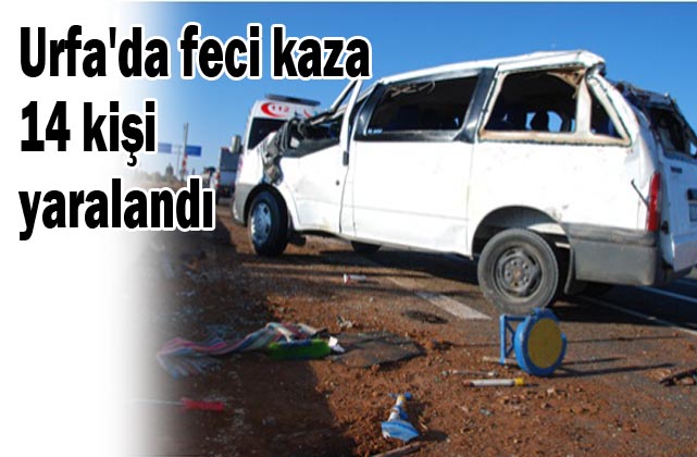 Urfa''da Fabrika işçilerini taşıyan minibüsü takla attı; 14 kişi yaralandı