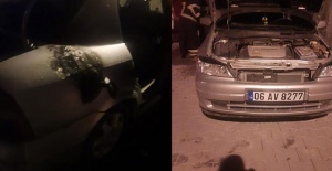 Urfa’da park halindeki araç yandı