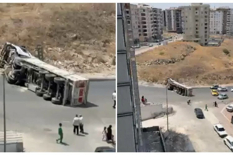 Şanlıurfa’da Narlıkuyu Mahallesi’nde Tır  Devrildi