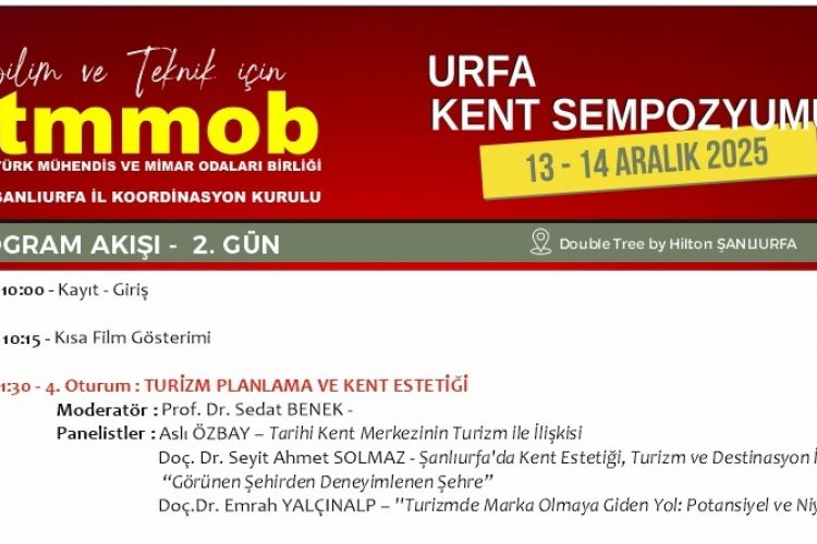 TMMOB Şanlıurfa’da Urfa Kent Sempozyumu düzenliyor
