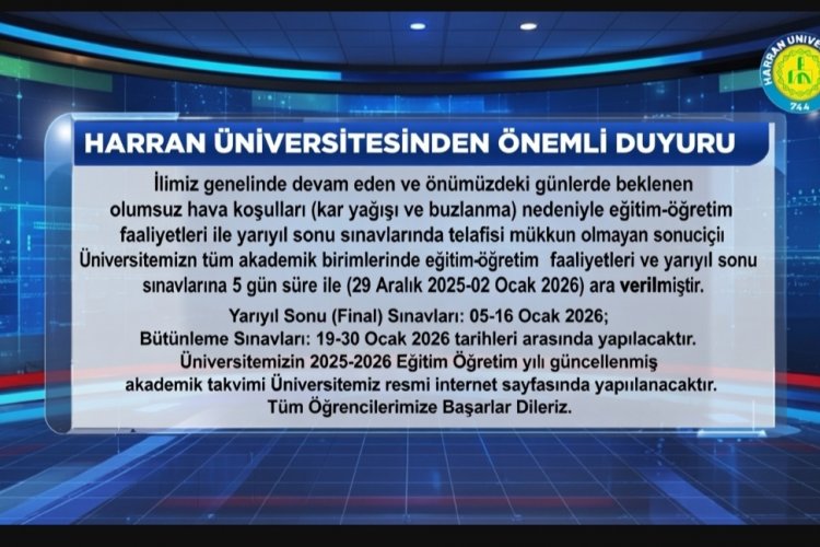 HARRAN ÜNİVERSİTESİ'NDE KAR TATİLİ UZATILDI: EĞİTİME 5 GÜN ARA!