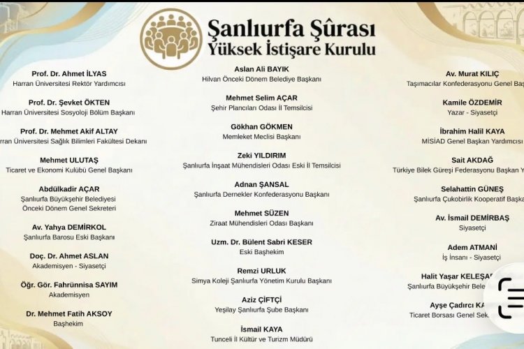 Şanlıurfa Şûrası’ndan Dev Adım: Yüksek İstişare Kurulu Belirlendi!