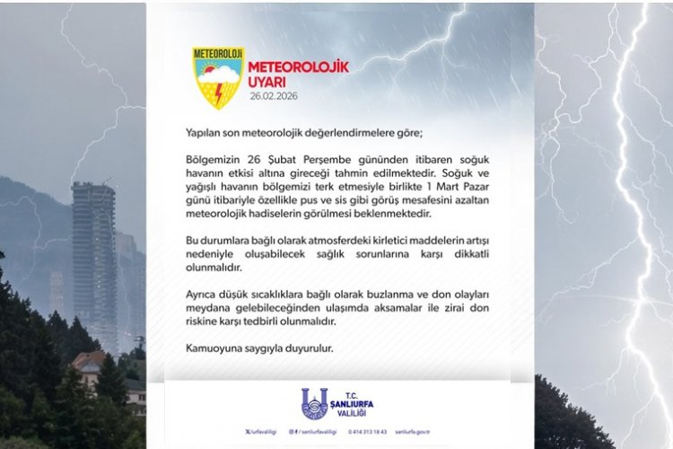 Şanlıurfa Valiliği'nden Kritik Uyarı: Dondurucu Soğuk ve Buzlanma Geliyor!