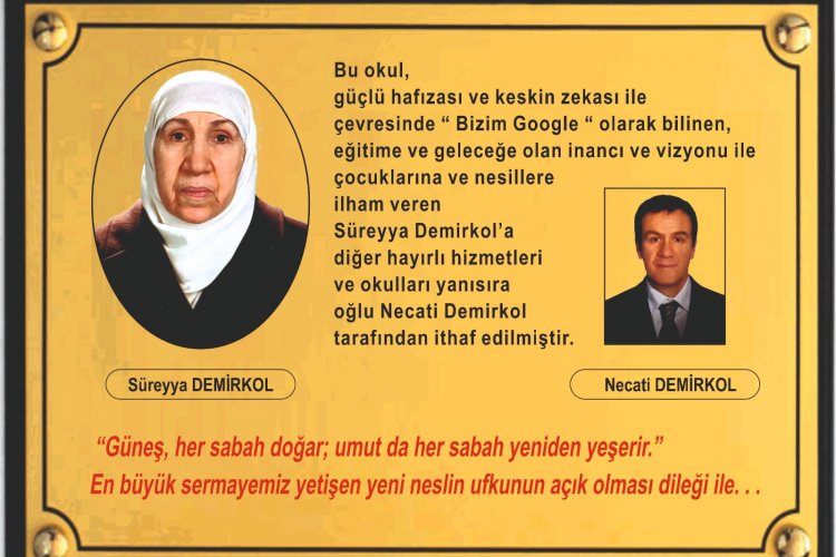 Şanlıurfa’da Örnek Vefa: "Bizim Google" Süreyya Demirkol’un Adı Okulda Ölümsüzleşti