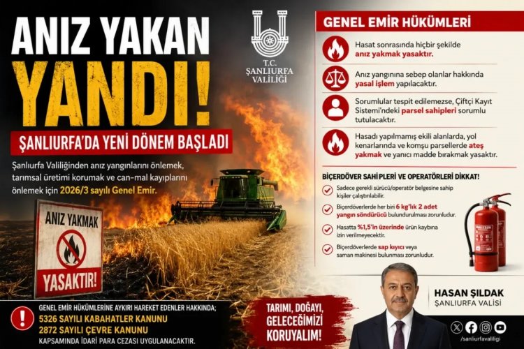 Anız Yakan Yandı: Şanlıurfa’da Anız Dönemi Başladı