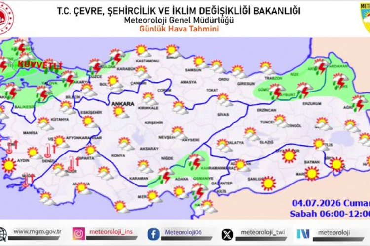 Meteoroloji’den 4 Temmuz Uyarısı: İstanbul, Tekirdağ, Kırklareli ve Doğu’da Kuvvetli Yağış Bekleniyor