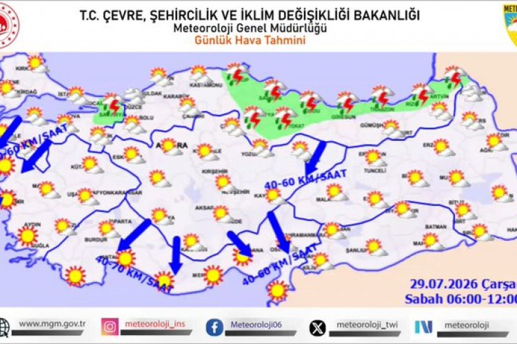 Meteoroloji’den Kritik Uyarı: Ordu ve Giresun’da Kuvvetli Yağış, Marmara ve İç Anadolu’da Fırtına Bekleniyor!