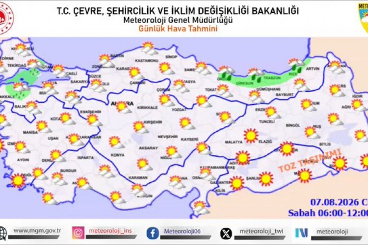 METEOROLOJİ’DEN BÖLGEMİZE DİKKAT ÇEKEN UYARI: TOZ TAŞINIMI GELİYOR!